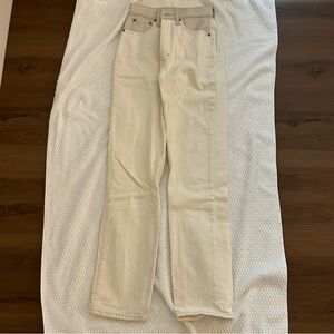 Women’s Cream leather and denim Jeans